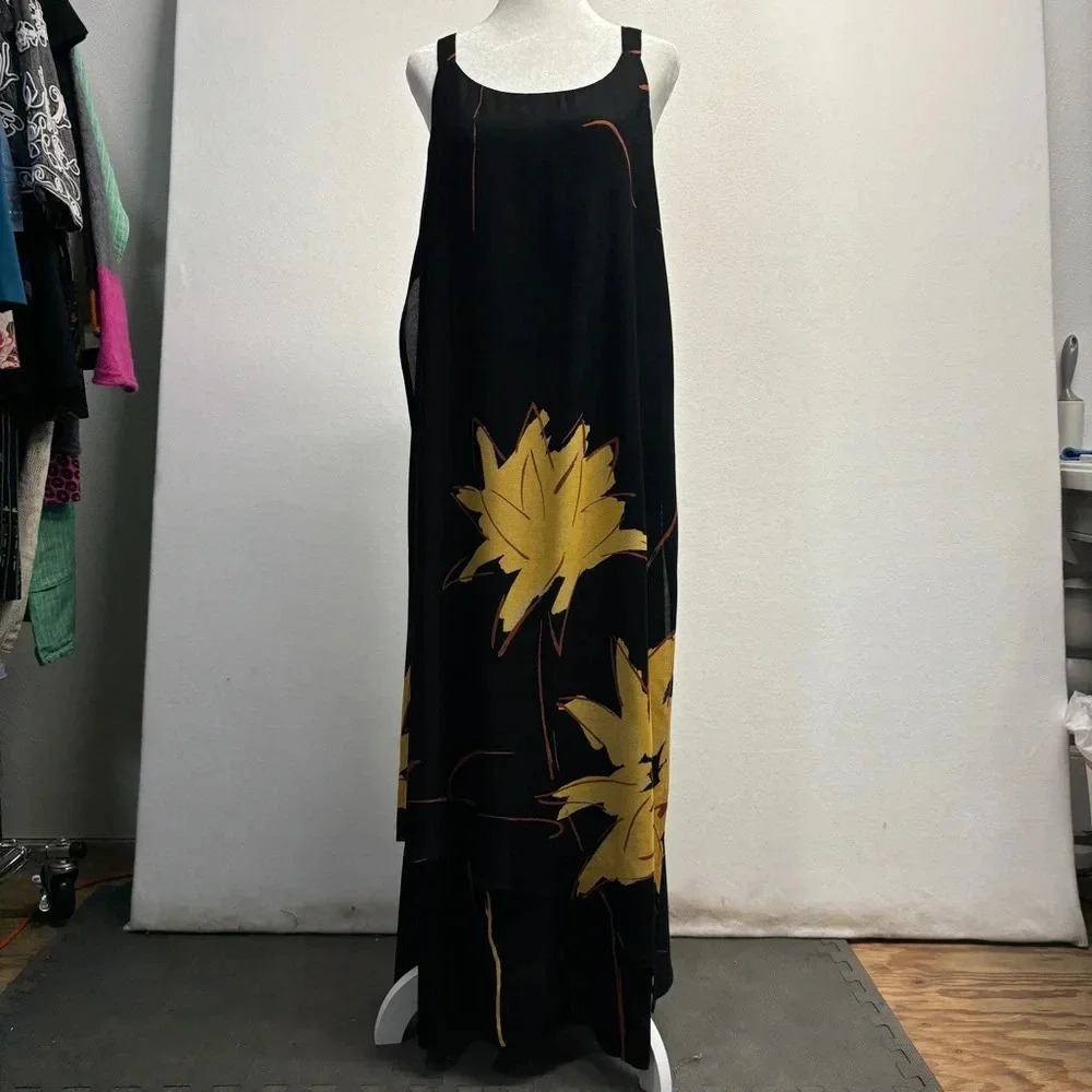 Animale by Jacques Ruc Layered Floral Tank Maxi Dress‎ 3 / L Cotton